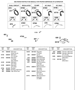 Alternators Diagram and Parts List for 326431-0129-XX  Briggs and Stratton Engine